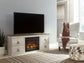 Willowton - 2 Pc. - TV Stand With Faux Firebrick Fireplace Insert - Whitewash