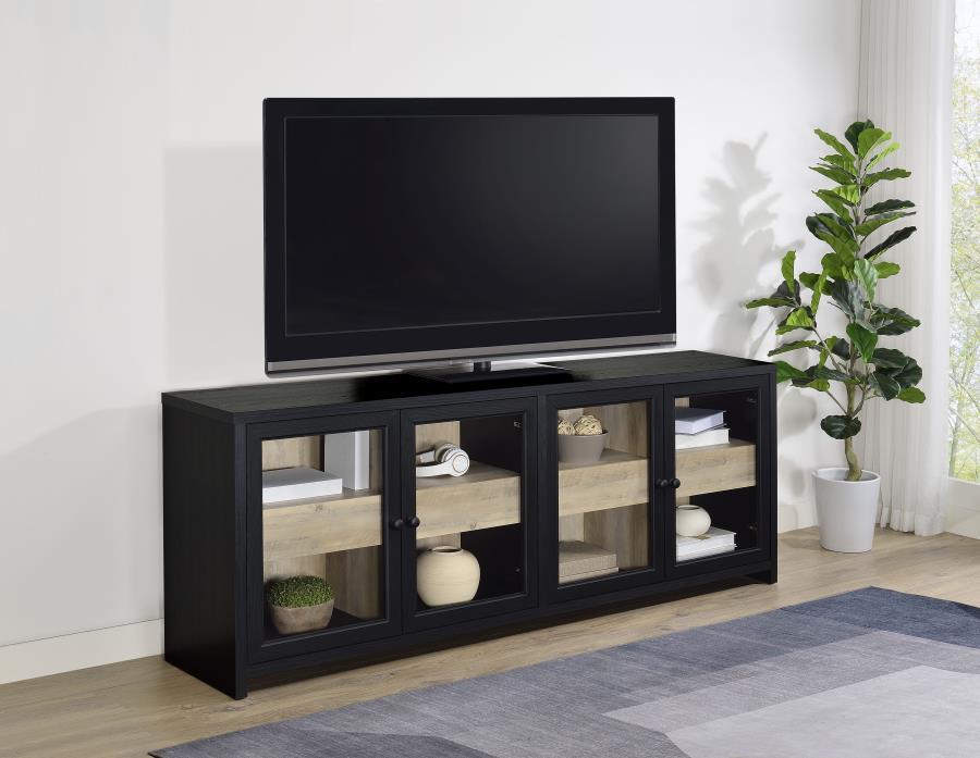 Denison - 79" 4-Door TV Stand Media Console - Black