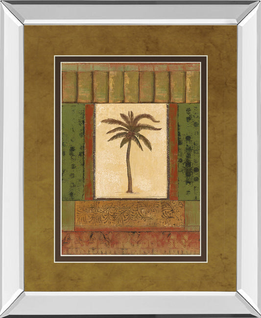 Classic Palm I By Rebecca Burton - Mirror Framed Print Wall Art - Light Brown