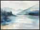 "Misty Lakeview I" Hand-Embellished Canvas In Frame - Blue / Gray