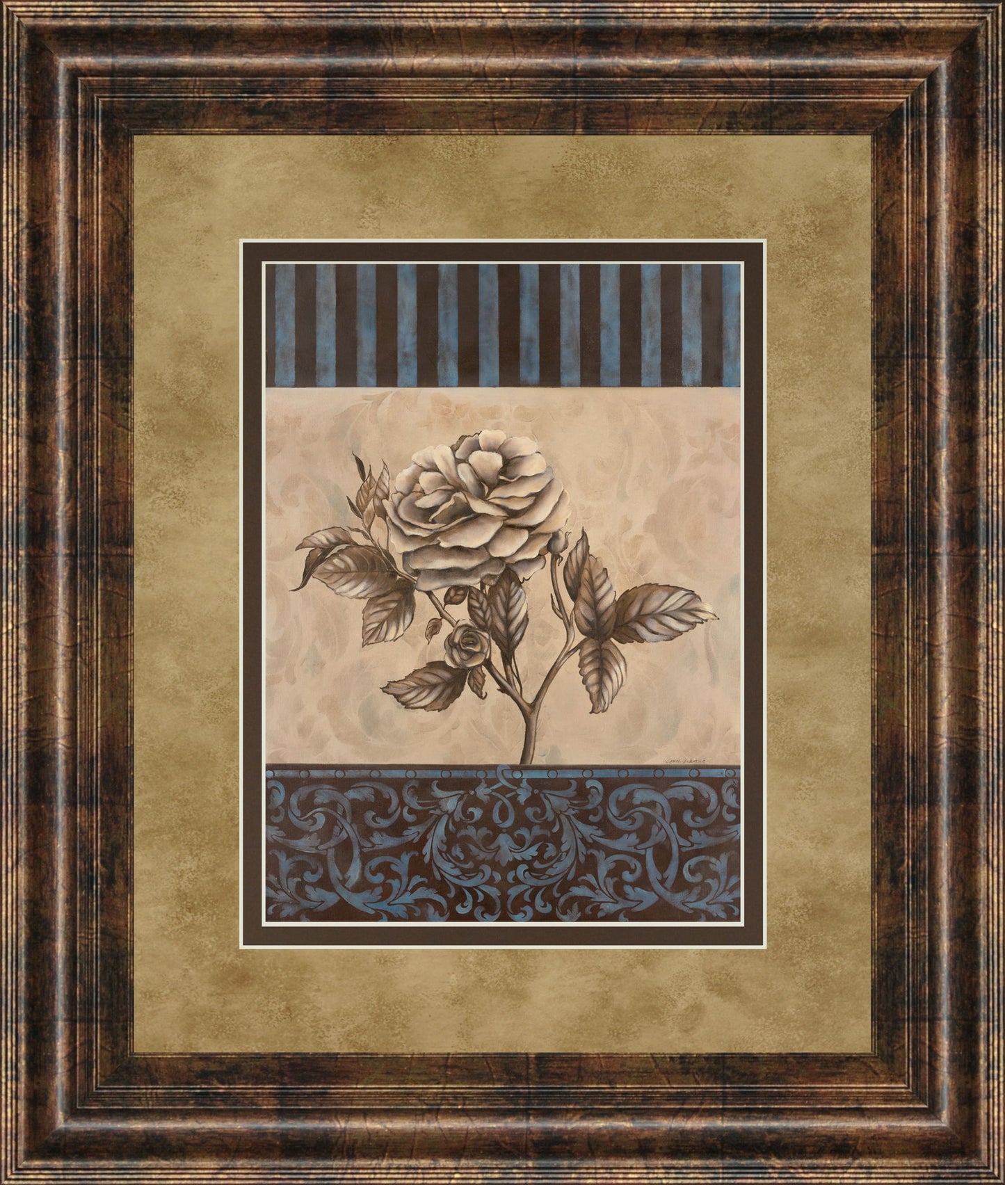 Rose Refined Il By Carol Robinson - Framed Print Wall Art - Light Brown