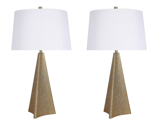 "Golden Apex" Ceramic Table Lamp (Set of 2) - Electroplated Gold