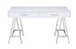 Coleen - Writing Desk With USB - White High Gloss & Chrome