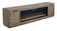 Krystanza - TV Stand with Wide Fireplace Insert - Weathered Gray