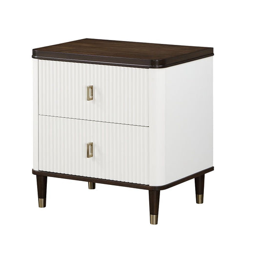 Carena - Nightstand With USB - White & Brown