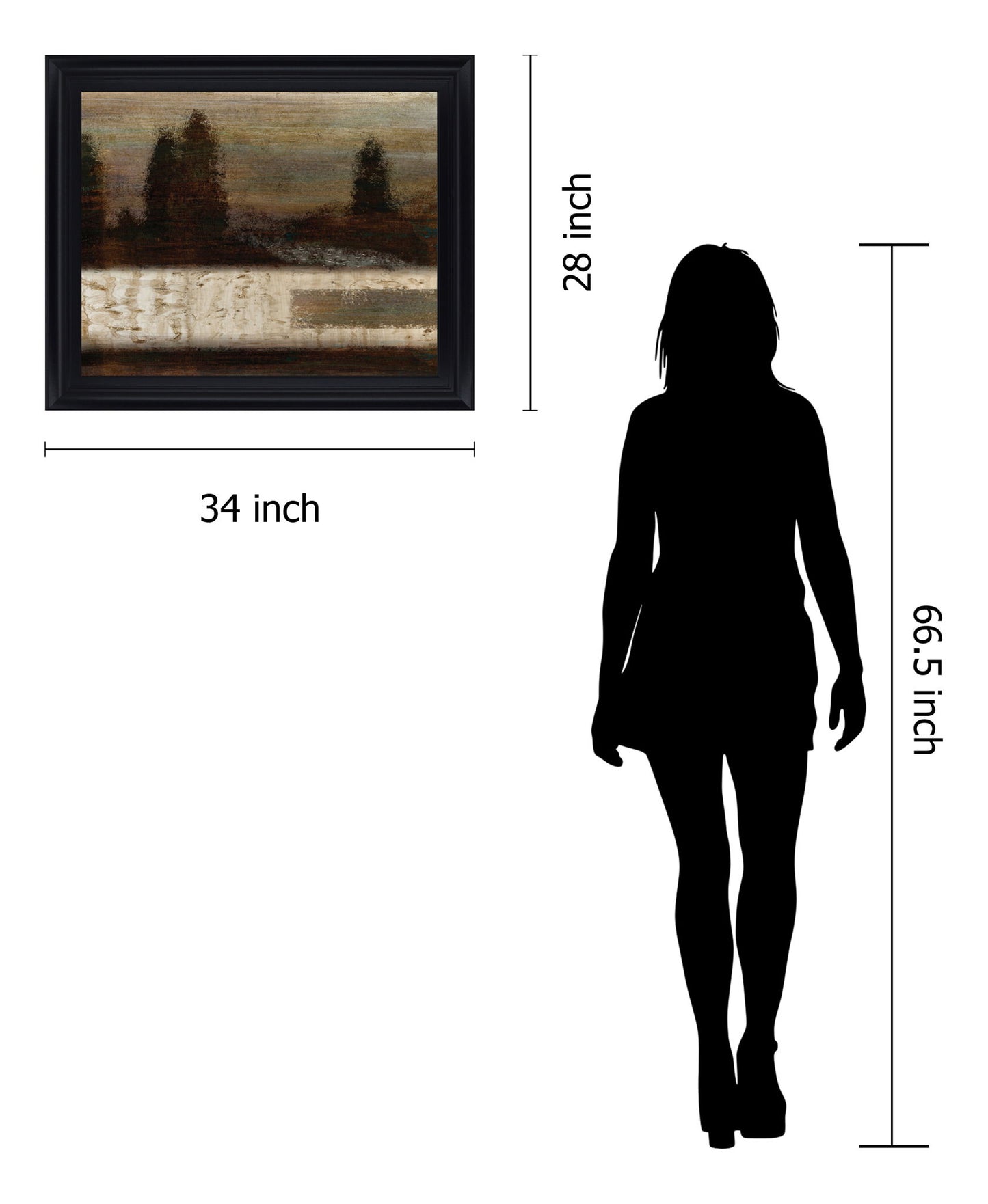 Shadowed Pinescape - 28" x 34" Framed Wall Art - Dark Brown