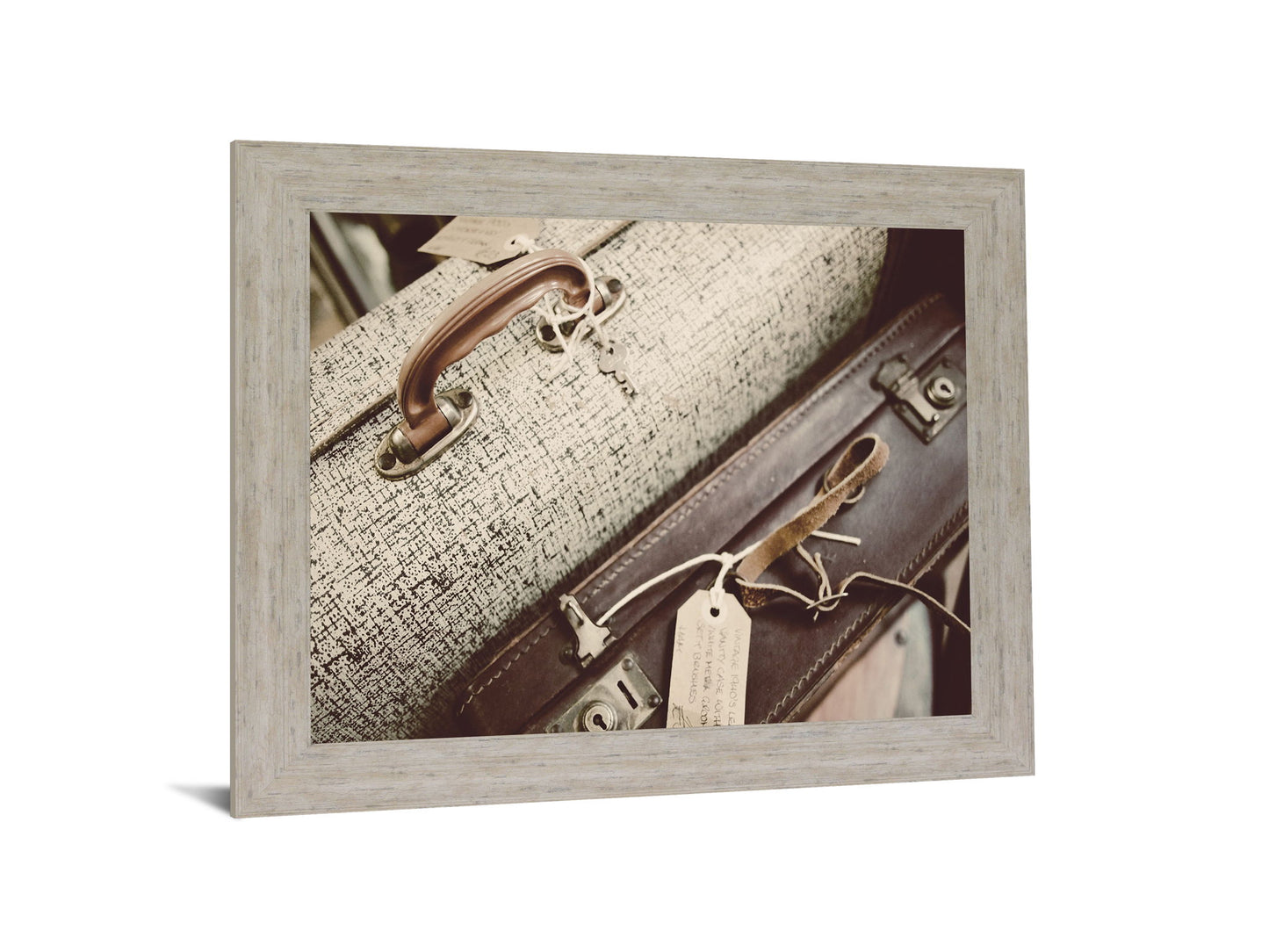 Suitcase Tags - 28" x 34" Framed Wall Art - Beige