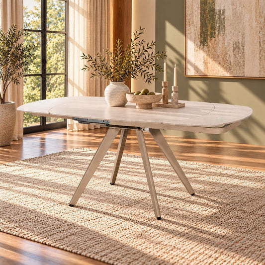 Bexley - Dining Table With Ceramic Top - Cream