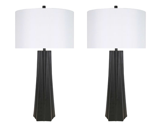 "Obsidian Glow" Metal Table Lamp (Set of 2) - Matte Black