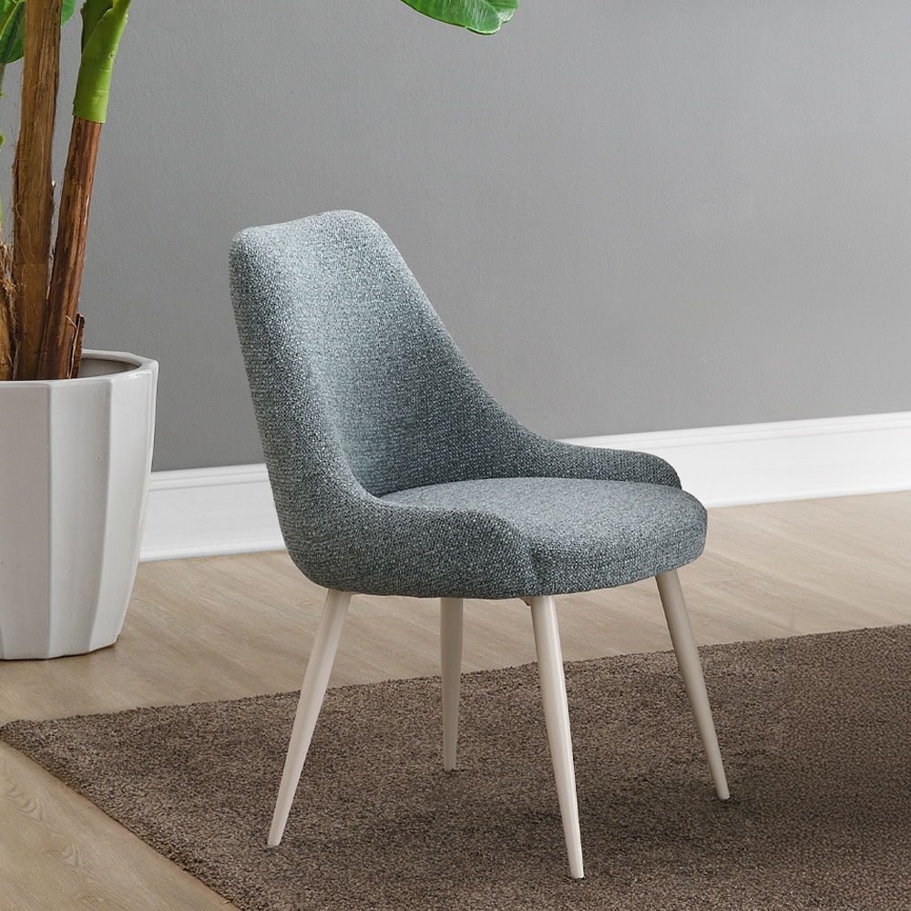Laela - Side Chair Set of 2) - Light Blue Boucle & White
