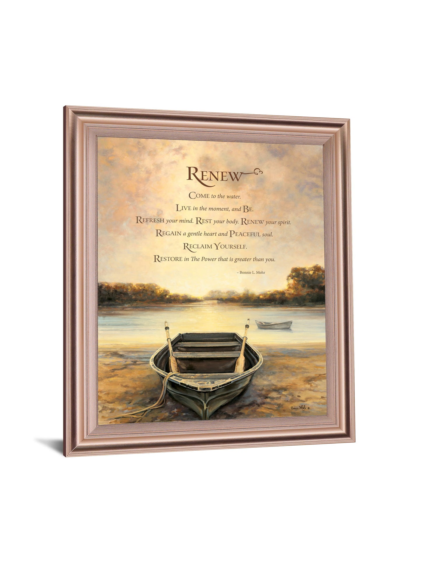 Tranquil Rowboat Morning - 28" x 34" Framed Wall Art - Beige