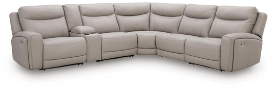 Gravier - 6-Piece Power Reclining Sectional With Storage Console - Gray