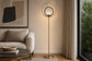 "Eclipse Aura" Metal Floor Lamp - Matte Black / Soft Gold / Clear