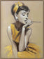 Golden Muse I Hand-Embellished Canvas In Frame - Gold / Beige