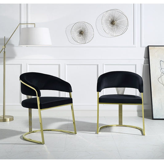 Fallon - Side Chair (Set of 2) - Black Velvet & Mirrored Gold
