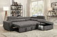 Thelma - Sectional Sofa With Pull-Out Bed - Gray Polished Microfiber