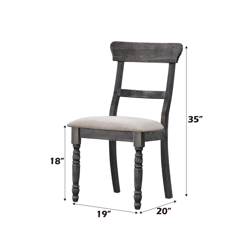 Leventis - Side Chair Set of 2) - Light Brown Linen & Weathered Gray