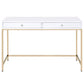 Ottey - Vanity Desk Same 92540) - White High Gloss & Gold