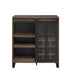 Treju - Wine Cabinet - Obscure Glass, Rustic Oak & Black