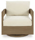 Serene Bay - Swivel Glider Chair With Cushion - Dark Brown / White