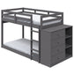Gaston - Twin Over Twin Bunk Bed With 4 Drawers & 3 Compartments - Gray