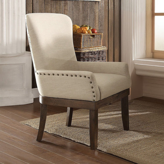 Landon - Arm Chair - Beige Linen & Salvage Brown