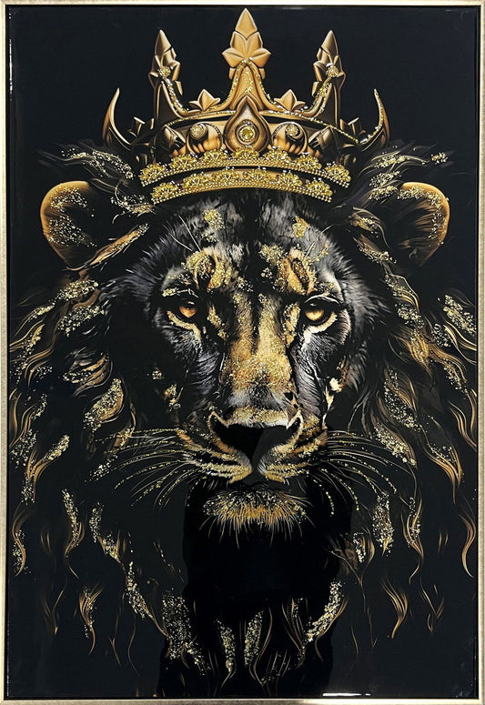 Crowned Noir I Gloss Canvas With Glitter In Frame - Black / Gold
