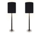"Obsidian Elegance" Metal Buffet Lamp (Set of 2) - Black / Clear Crystal