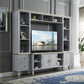 House Marchese - Entertainment Center - Gold Trim & Pearl Gray