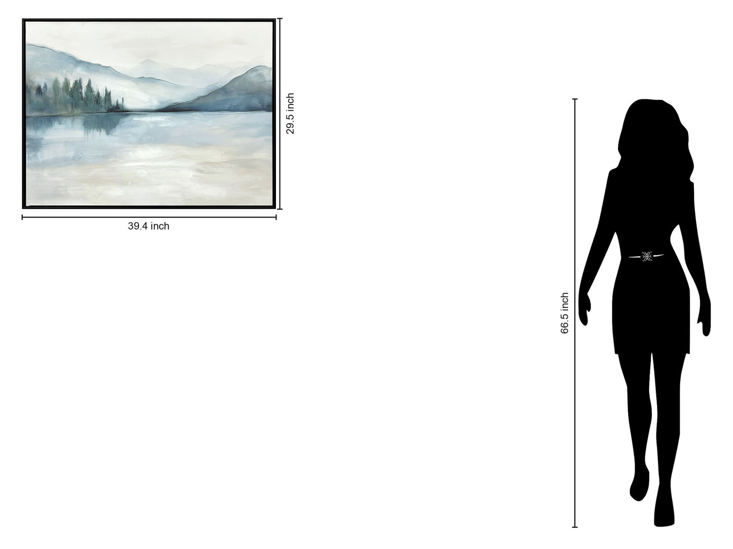 "Serene Reflections I" Hand-Embellished Canvas In Frame - Blue / Green / White / Black