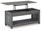 Freedan - Rect Lift Top Cocktail Table - Grayish Brown