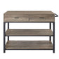 Macaria - 36" Kitchen Island - Rustic Oak & Black