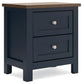 Landocken - Two Drawer Night Stand - Brown / Blue