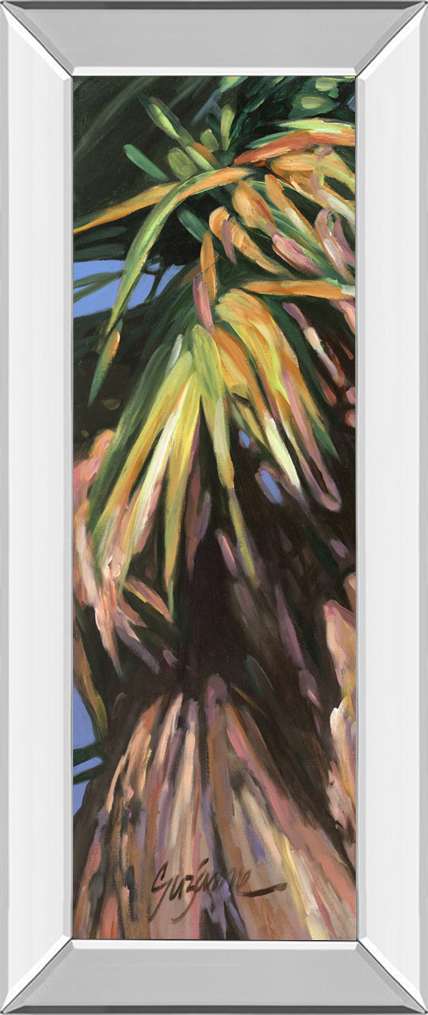 Wild Palm I By Suzanne Wilkins - Mirror Framed Print Wall Art - Dark Green