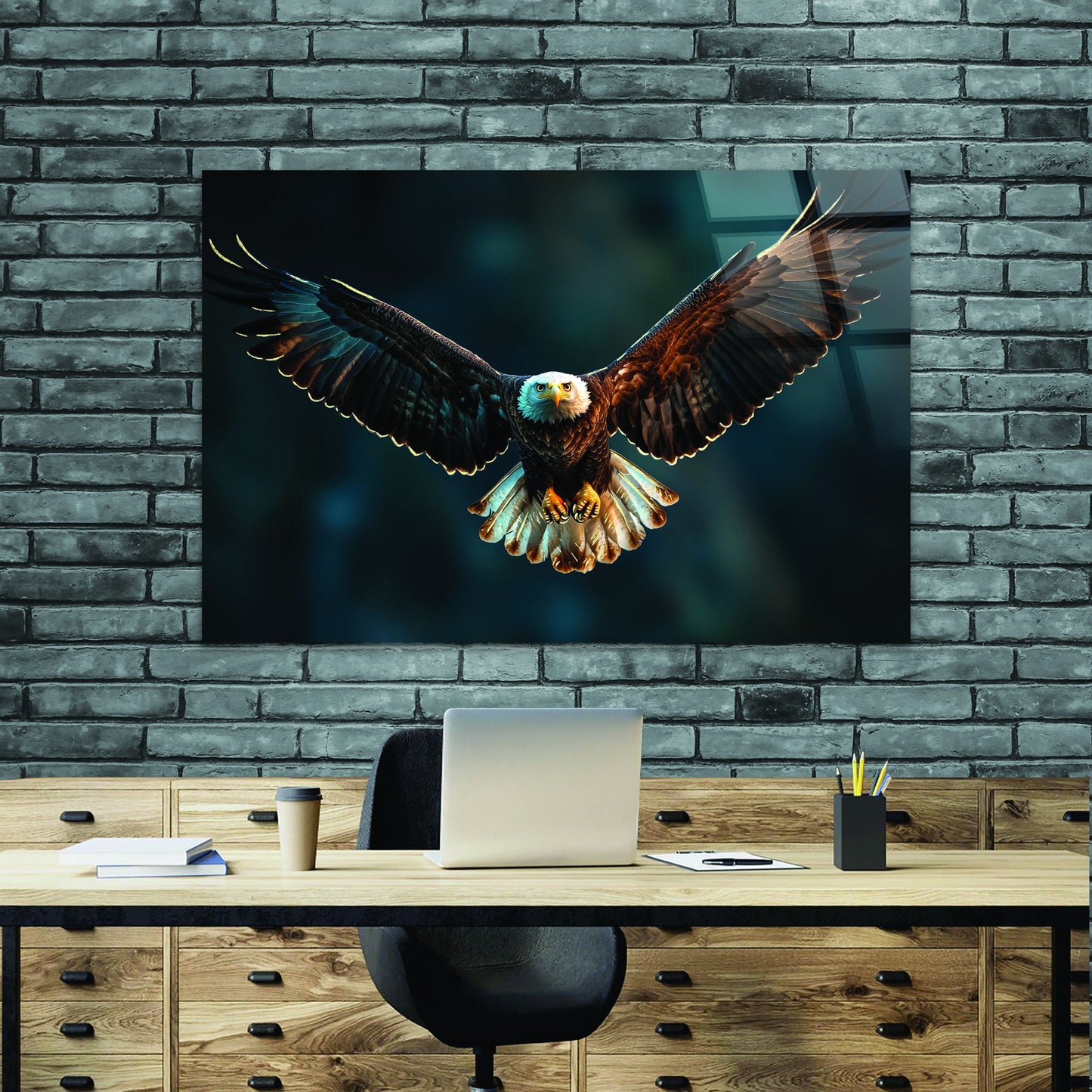 "Majestic Soar" Tempered Glass With Foil - Blue / White / Brown