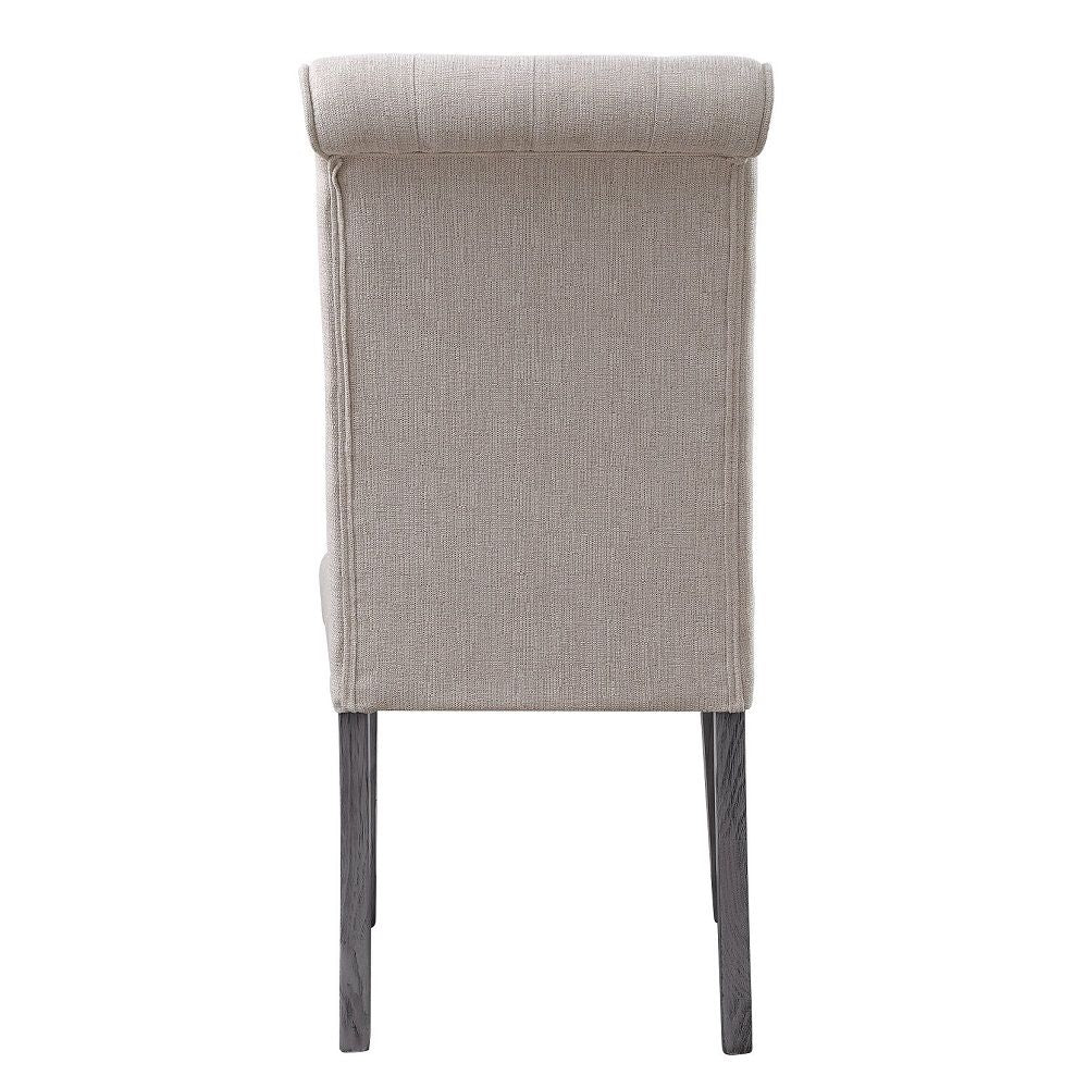 Yabeina - Side Chair Set of 2) - Beige Linen & Gray