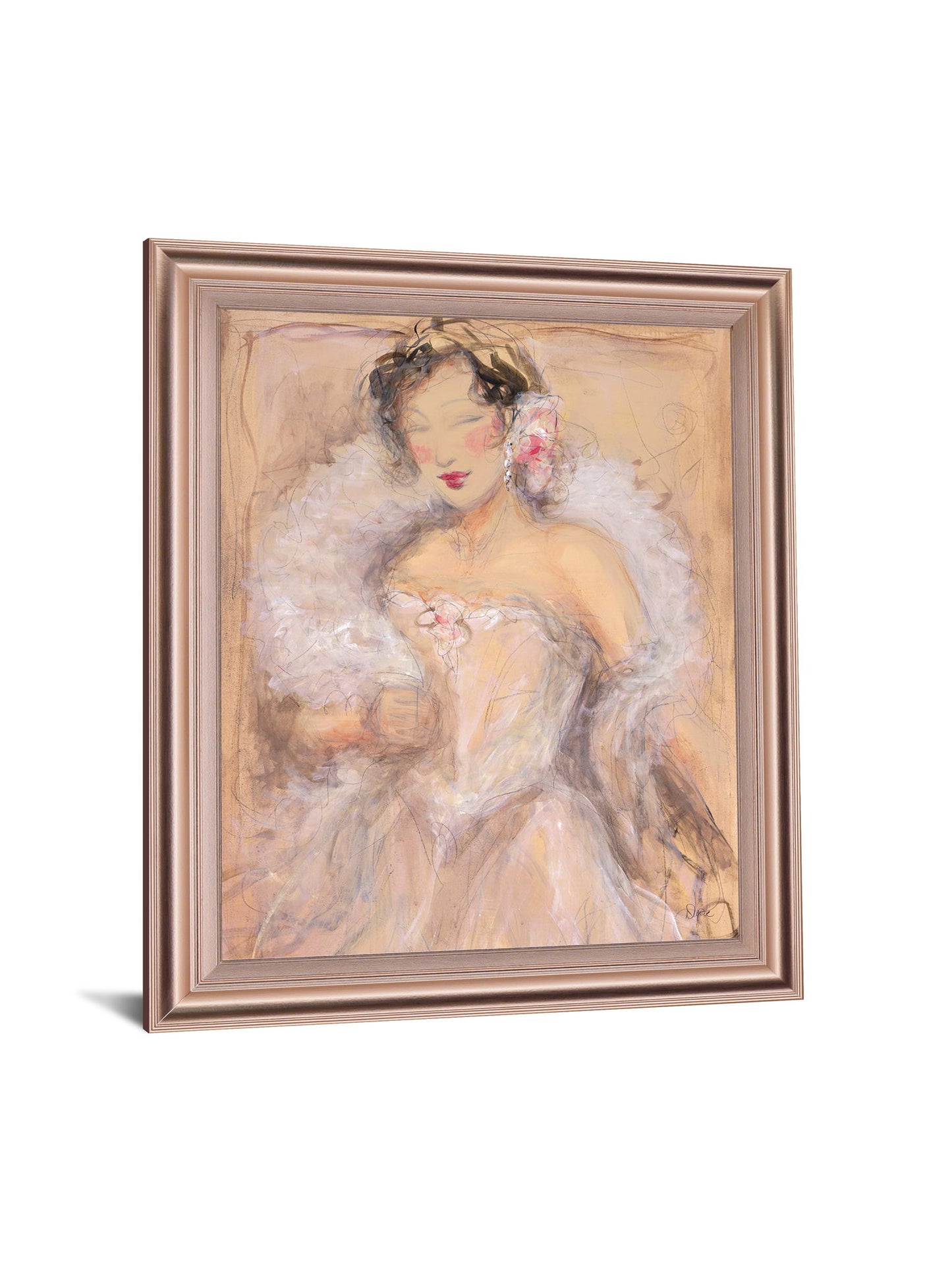 Rosy Evening Muse - 28" x 34" Framed Wall Art - Beige