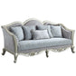 Qunsia - Sofa With 5 Pillows - Light Gray Linen & Champagne