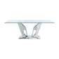 Azriel - Dining Table With Pedestal Base - Clear Glass & Mirrored Silver
