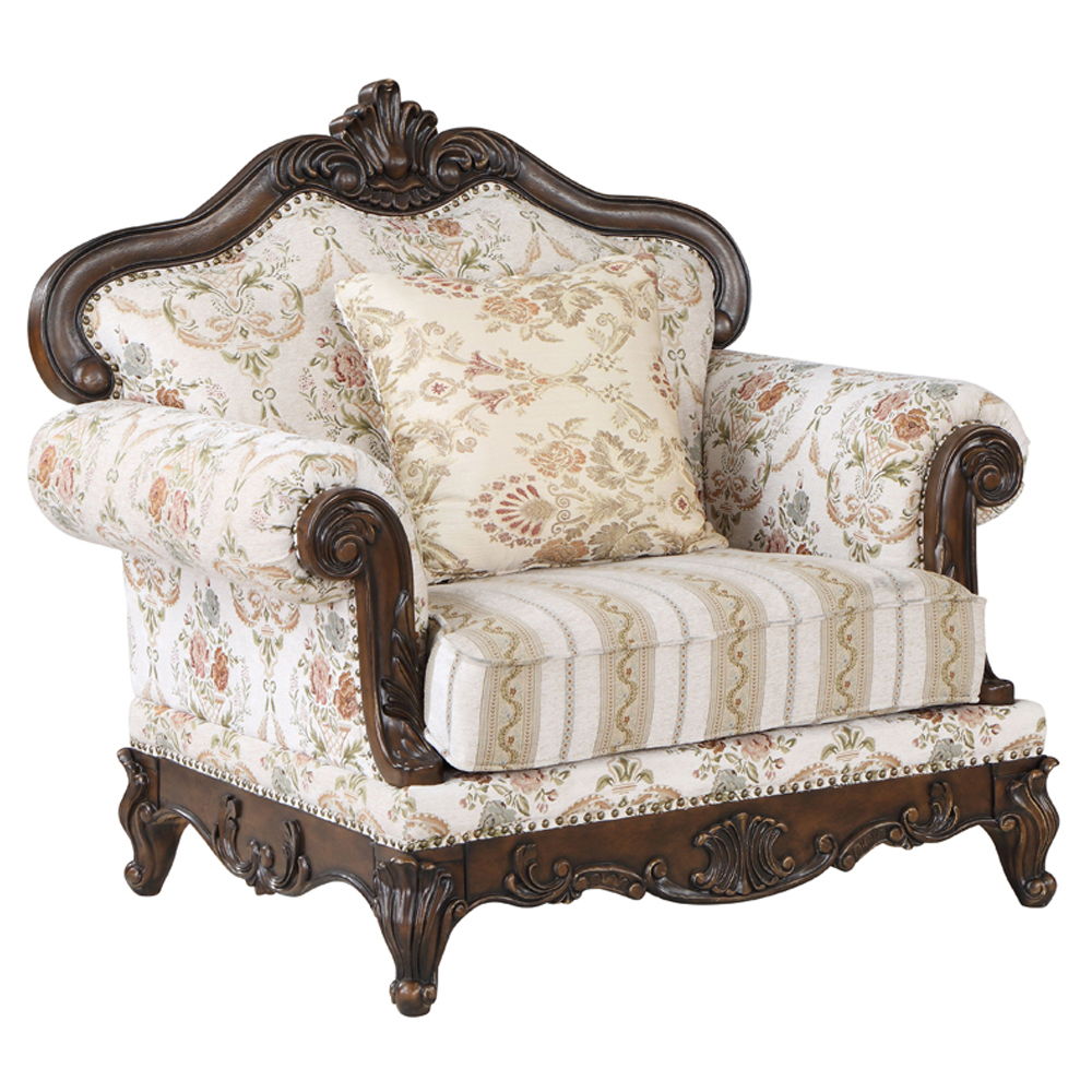 Nayla - Chair With Pillow - Pattern Fabric & Cherry