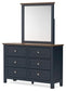 Landocken - Dresser and Mirror - Brown / Blue