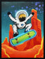 Kuiper Belt Kick-Flip By Joy Hernandez Hand-Embellished LED Canvas In Frame - Red / Teal