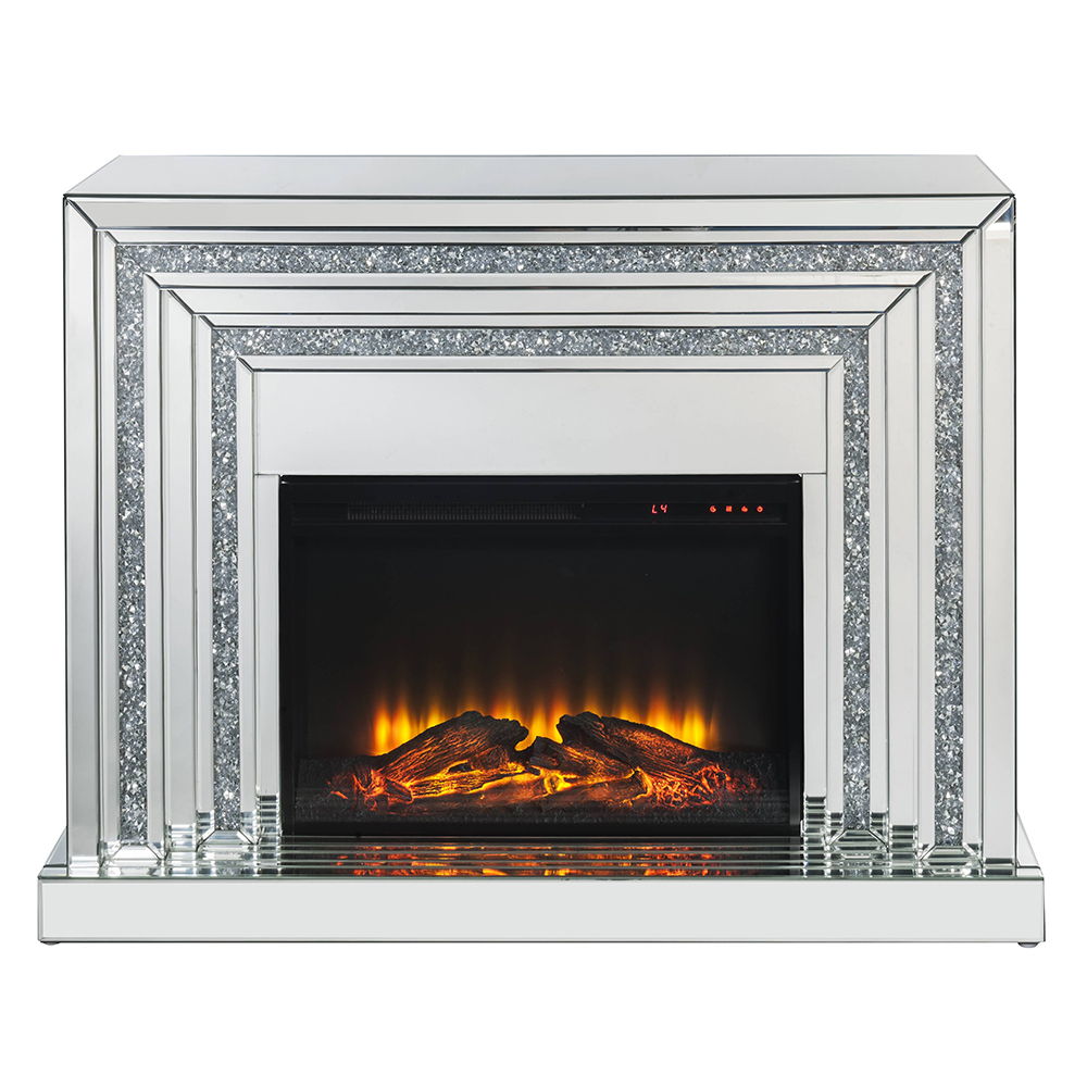 Noralie - 35" Fireplace - Mirrored & Faux Diamonds