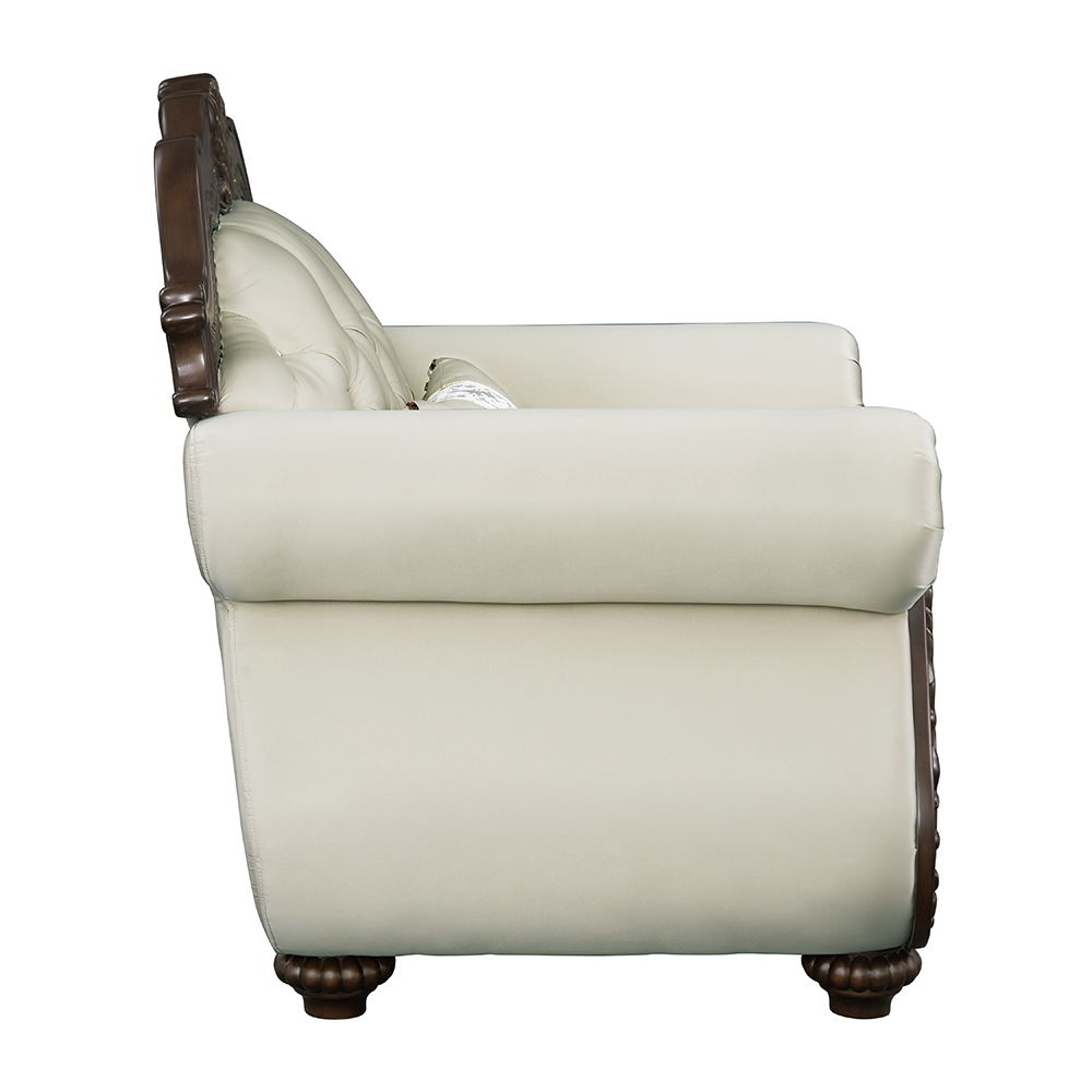 Pierce - Chair With Pillow - Beige Fabric & Cherry