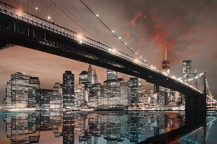 Nyc Reflection By Cad Design (Framed) - Dark Gray