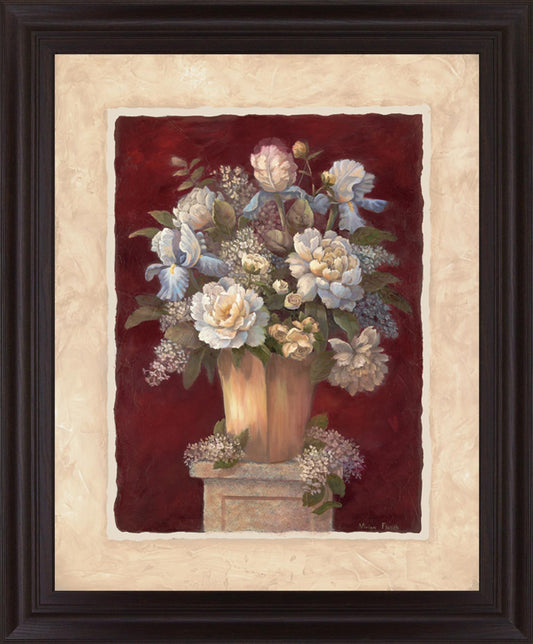 Crimson Petal Harmony - 28" x 34" Framed Wall Art - Dark Red