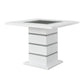 Elizaveta - Counter Height Table With Pedestal Base - Faux Crystal Diamonds & White High Gloss