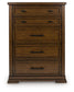 Taffenbrook - Five Drawer Chest - Medium Brown