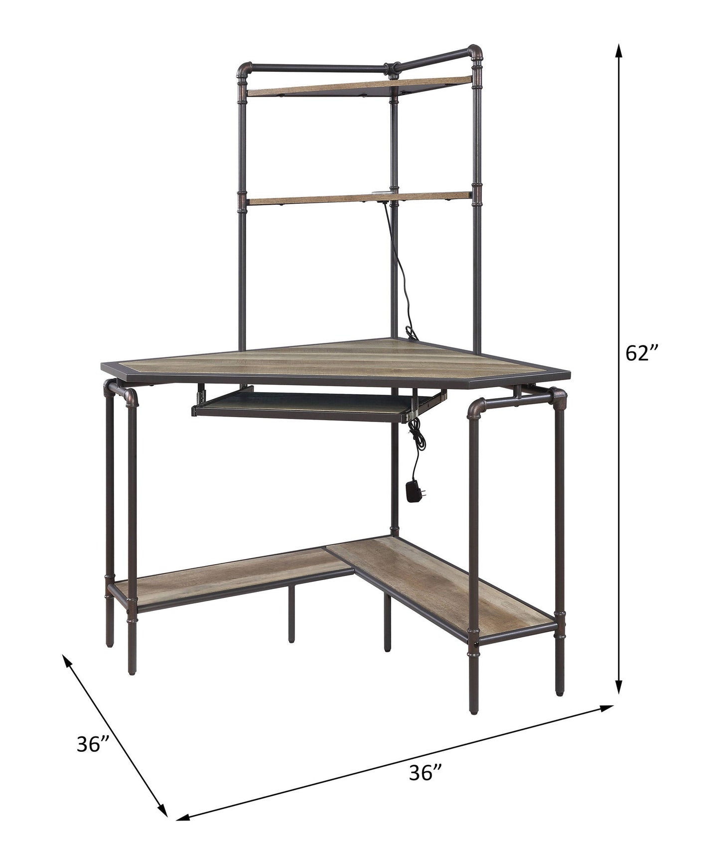 Deliz - Computer Desk With USB - Sand Gray