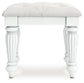 Kozlani - Vanity Upholstered Stool - White